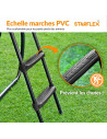 Echelle universelle noire pour trampoline (Marches PVC larges - Hauteur variable 65~100cm )
